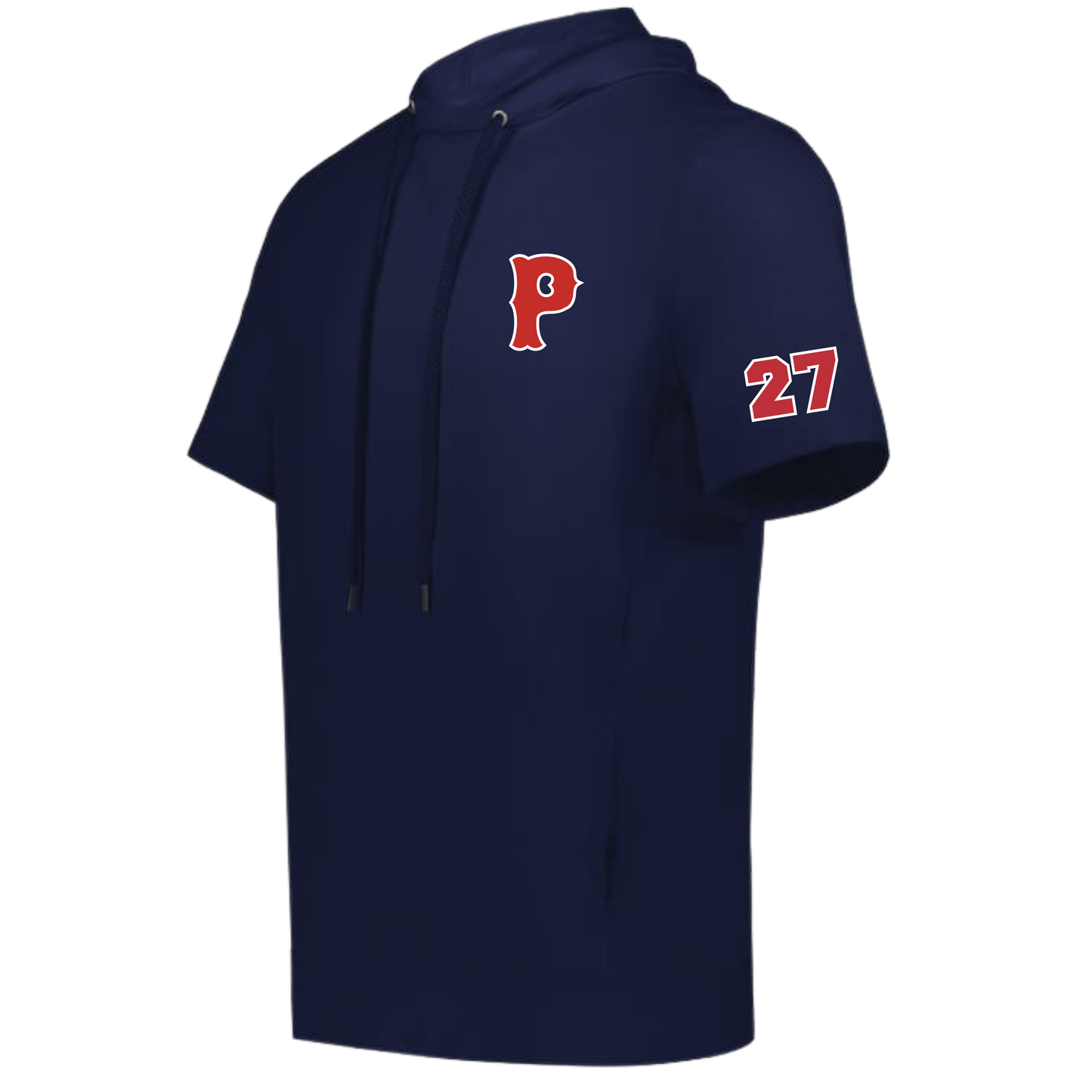 PICKERING P LOGO SOFT KNIT SHORT SLEEVE HOODIE w/ PERSONALIZED NAME AND NUMBER OPTION