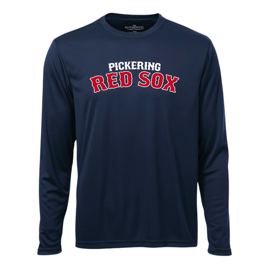 Pickering Red Sox Long Sleeve 100% Polyester "Dri-Fit" Tee with Personalized Number Option