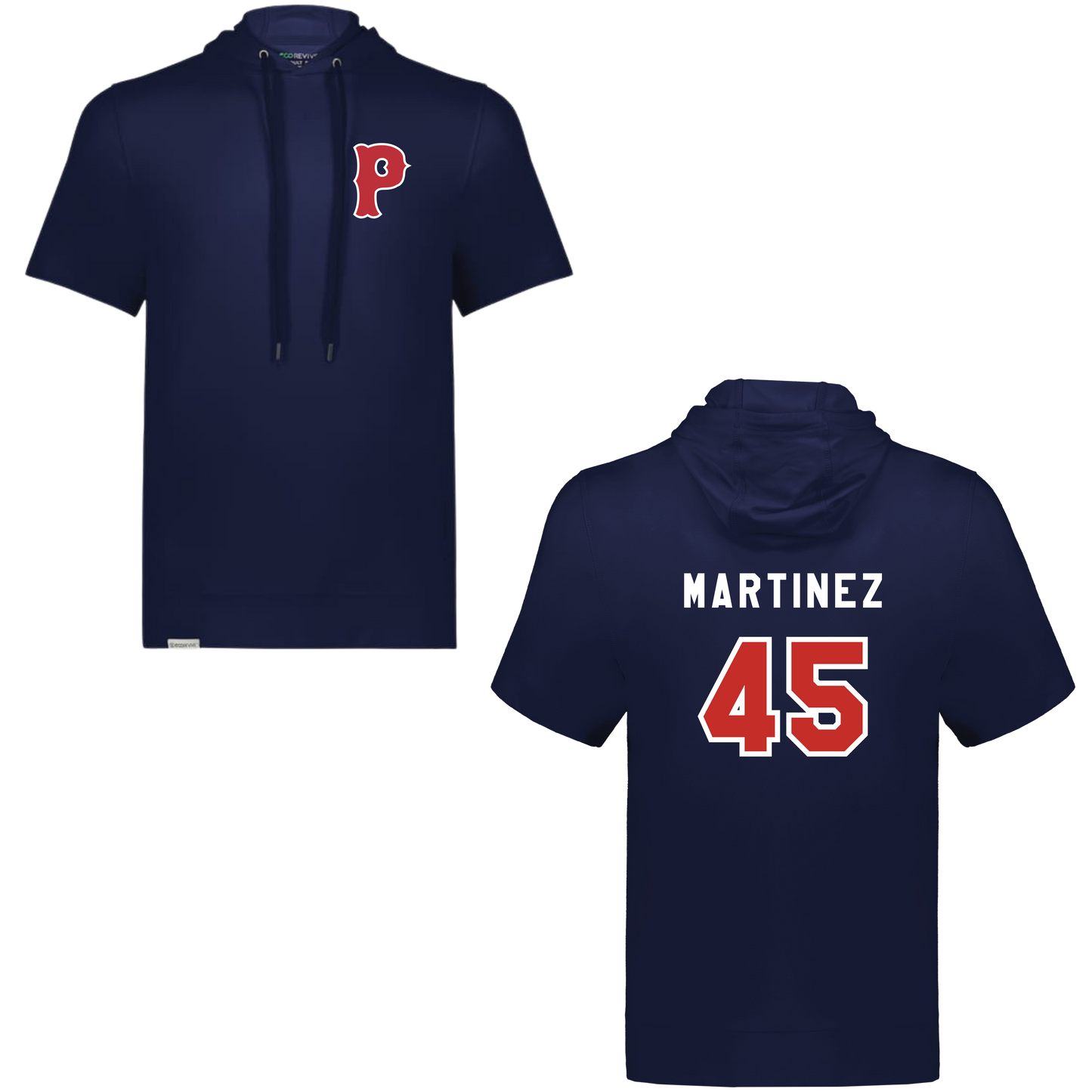 PICKERING P LOGO SOFT KNIT SHORT SLEEVE HOODIE w/ PERSONALIZED NAME AND NUMBER OPTION