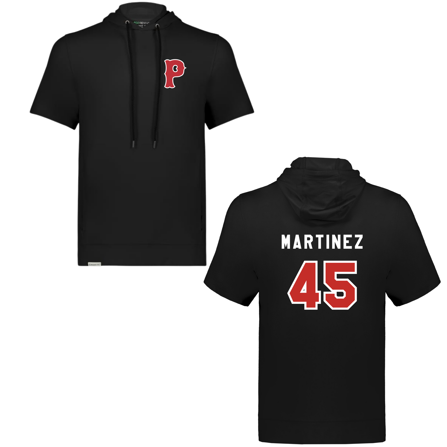 PICKERING P LOGO SOFT KNIT SHORT SLEEVE HOODIE w/ PERSONALIZED NAME AND NUMBER OPTION