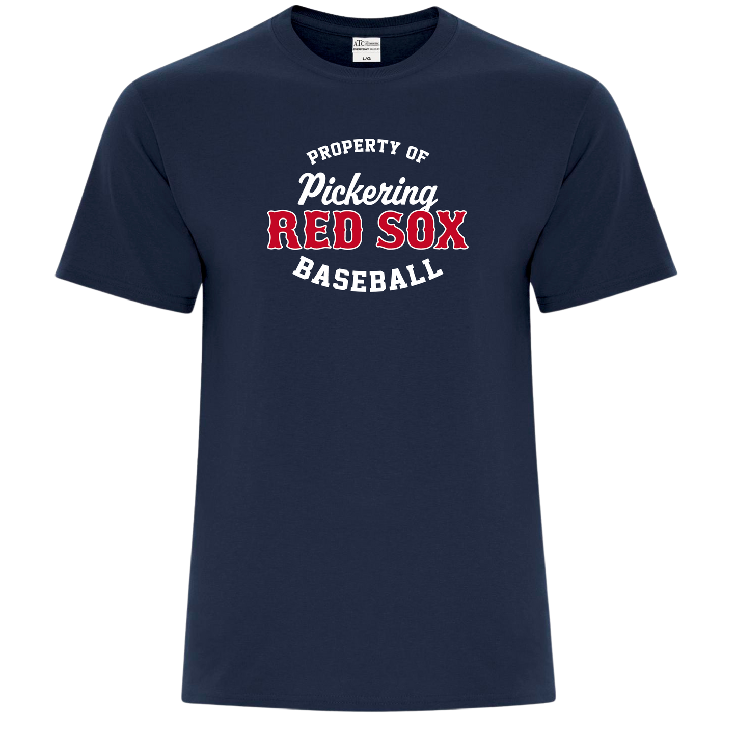 Property of Pickering Red Sox Cotton/Poly Tee w/ Personalized Number Option