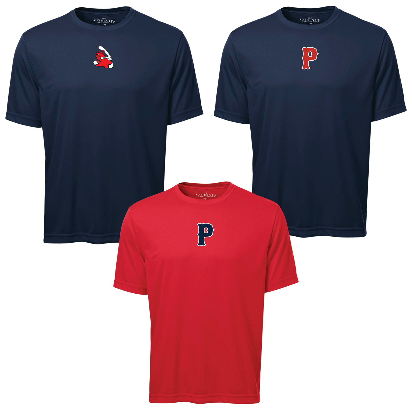 Pickering P Logo 3-Pack Poly "Dri-Fit" Tees with Personalized Number Option