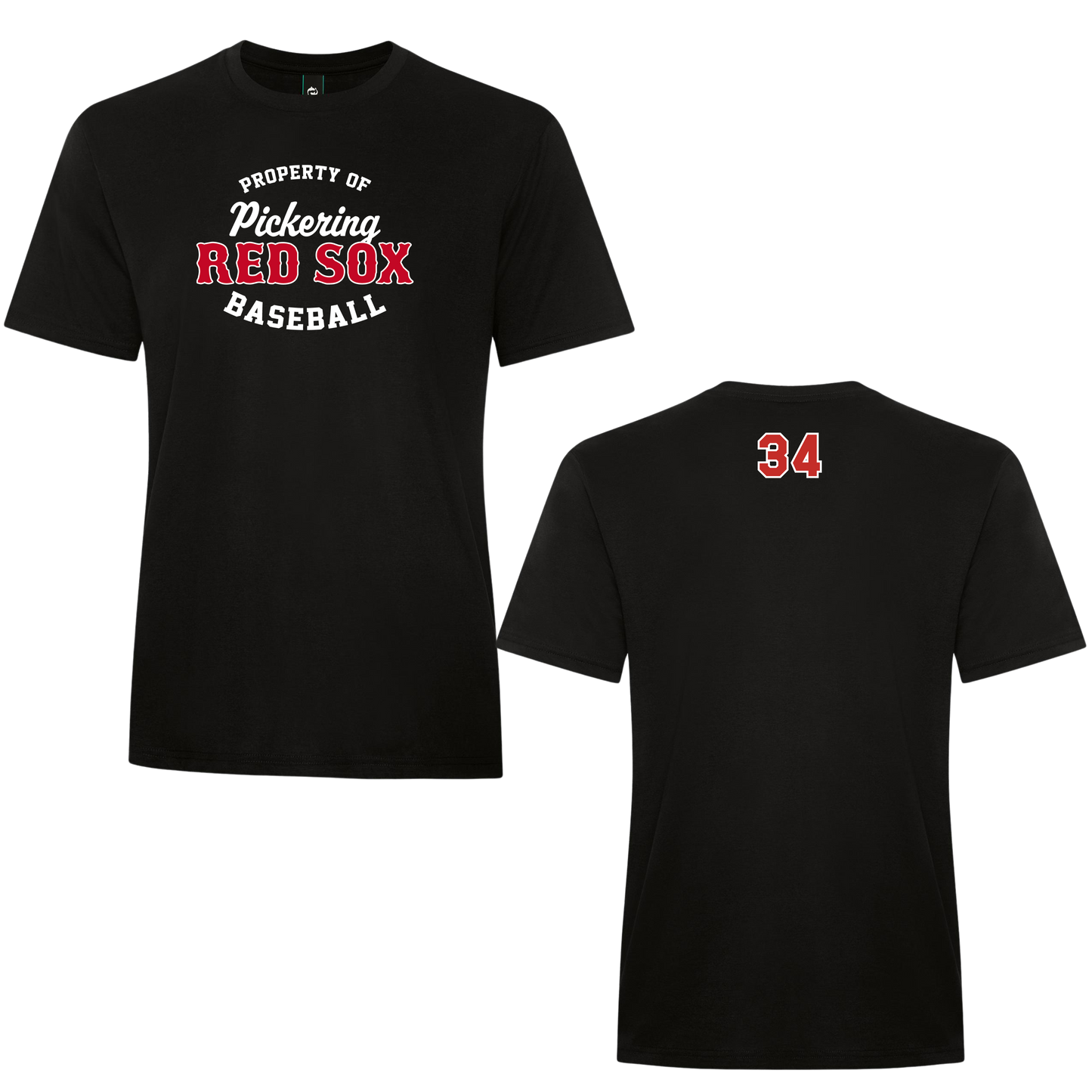 Property of Pickering Red Sox Cotton/Poly Tee w/ Personalized Number Option