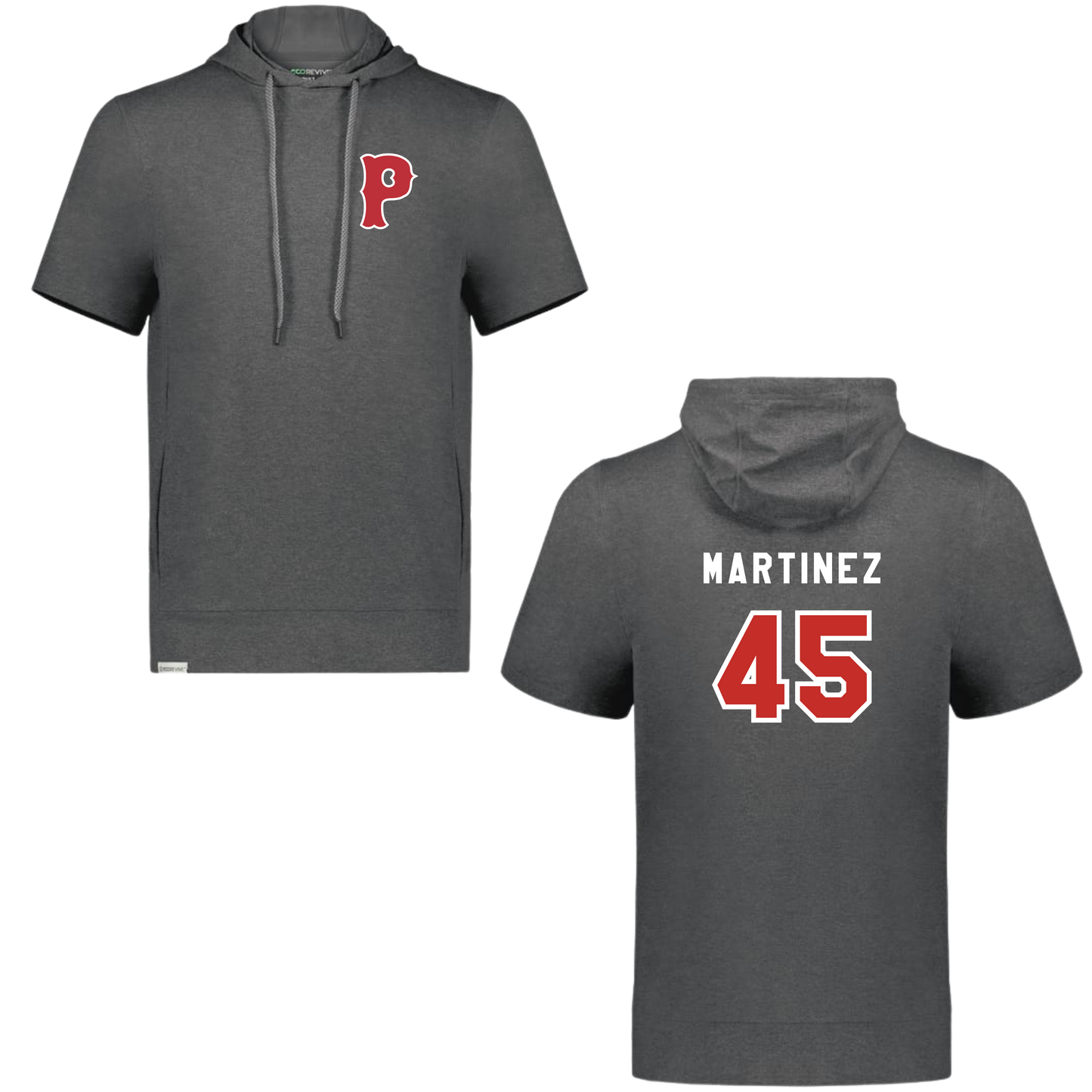 PICKERING P LOGO SOFT KNIT SHORT SLEEVE HOODIE w/ PERSONALIZED NAME AND NUMBER OPTION