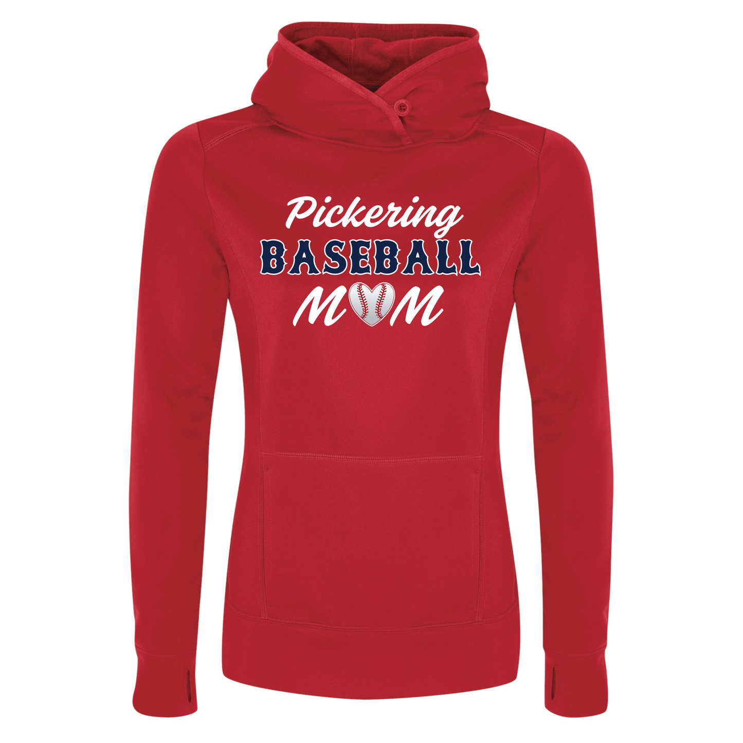 PICKERING BASEBALL MOM LADIES 100% POLYESTER HOODIE WITH NAME + NUMBER OPTION