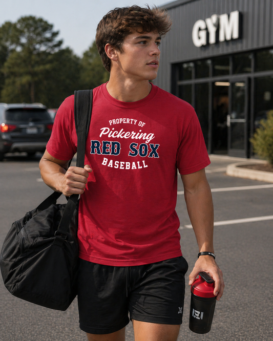 Property of Pickering Red Sox Cotton/Poly Tee w/ Personalized Number Option