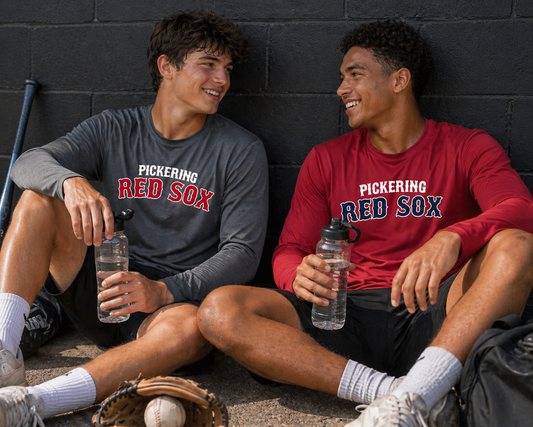 Pickering Red Sox Long Sleeve 100% Polyester "Dri-Fit" Tee with Personalized Number Option