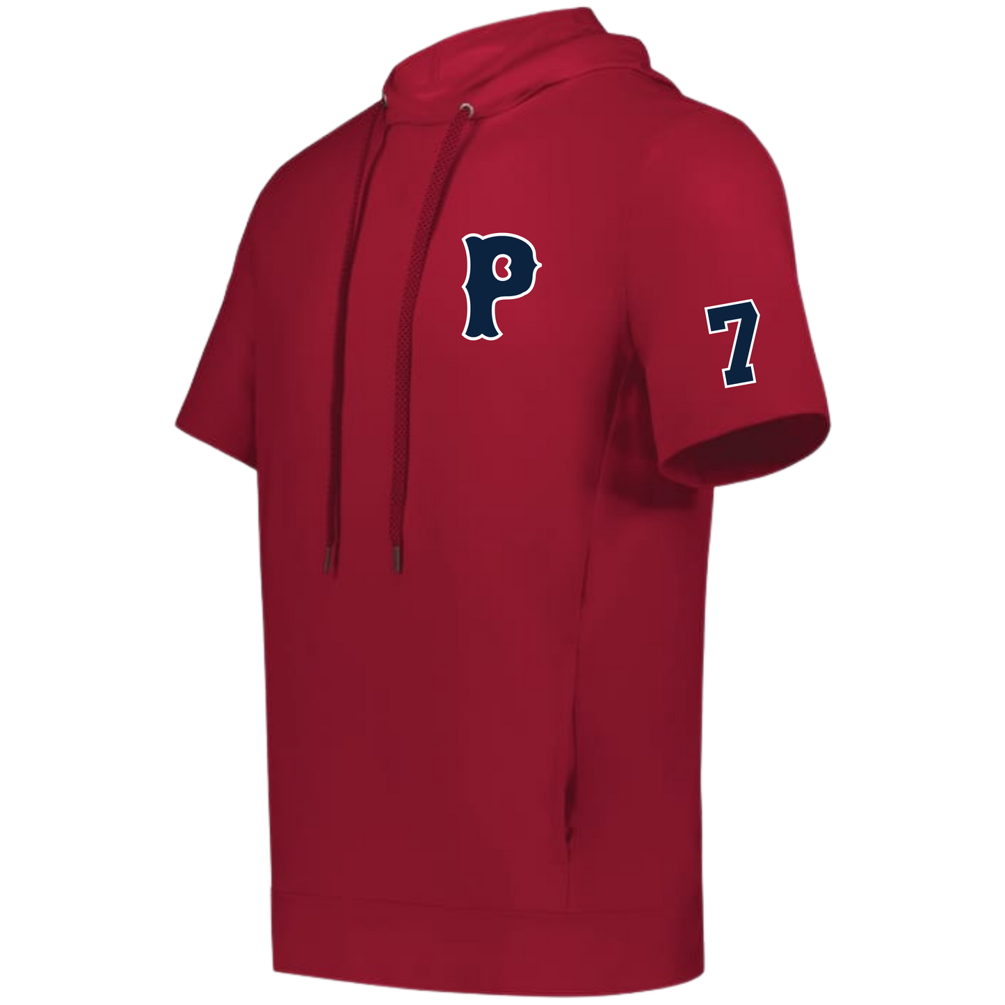 PICKERING P LOGO SOFT KNIT SHORT SLEEVE HOODIE w/ PERSONALIZED NAME AND NUMBER OPTION