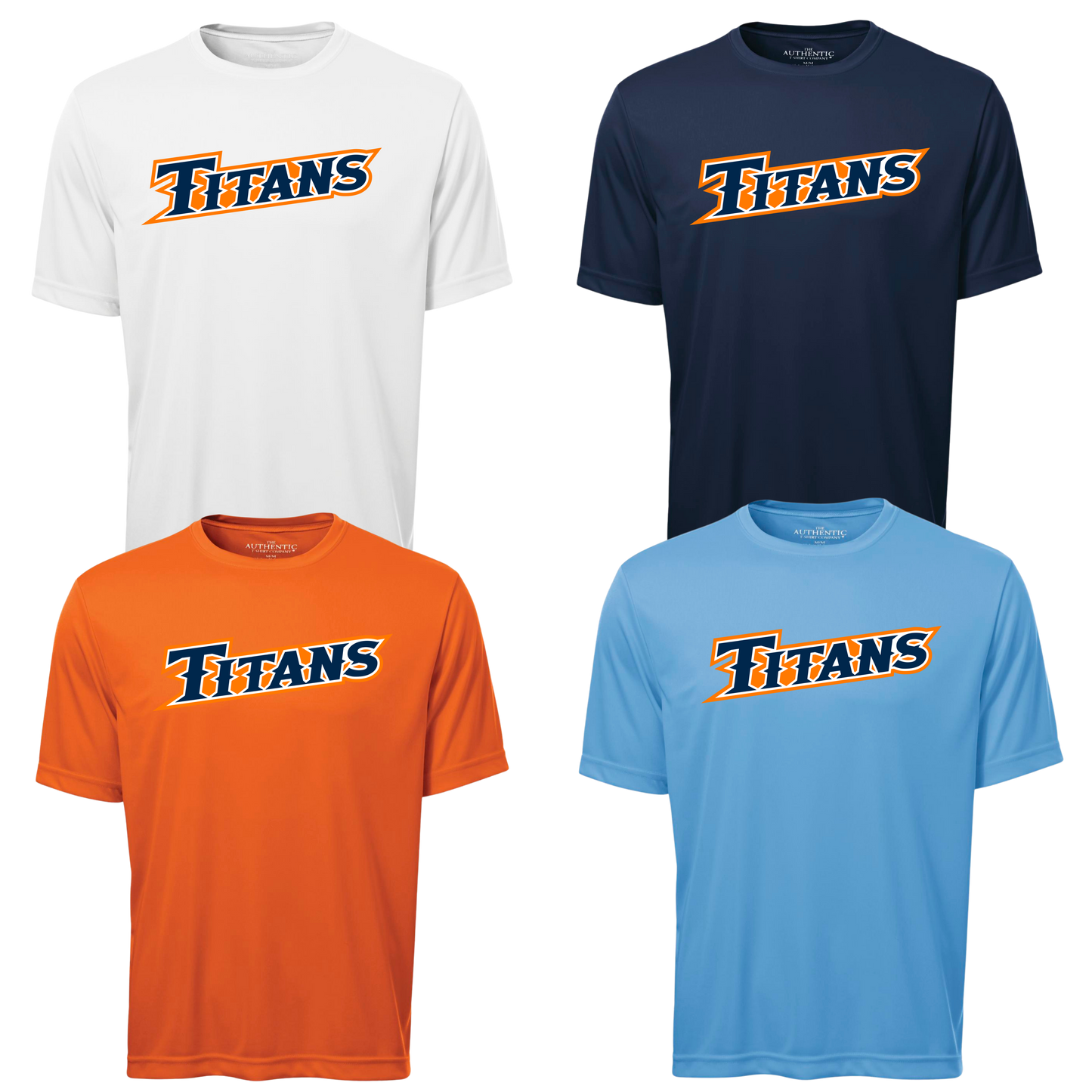 NEW COLOUR ADDED - 4 Pack 100% Poly Dri-Fit Tee Titans Logo
