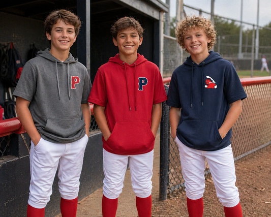 PICKERING P LOGO SOFT KNIT SHORT SLEEVE HOODIE w/ PERSONALIZED NAME AND NUMBER OPTION